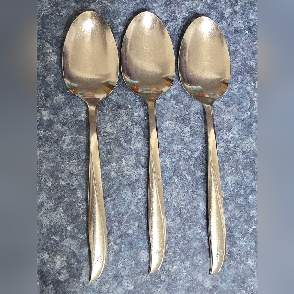 Oneida Community Stainless Twin Star Table / Serving Spoons 8 3/8" - Set of 3